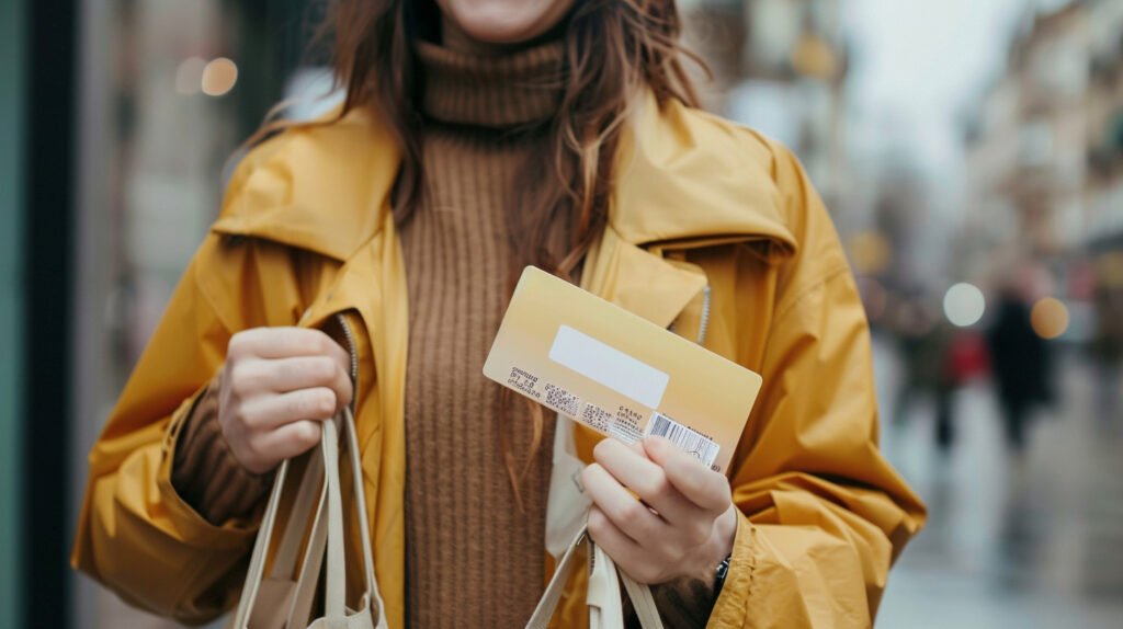 Shopper using a store loyalty card to get discounts