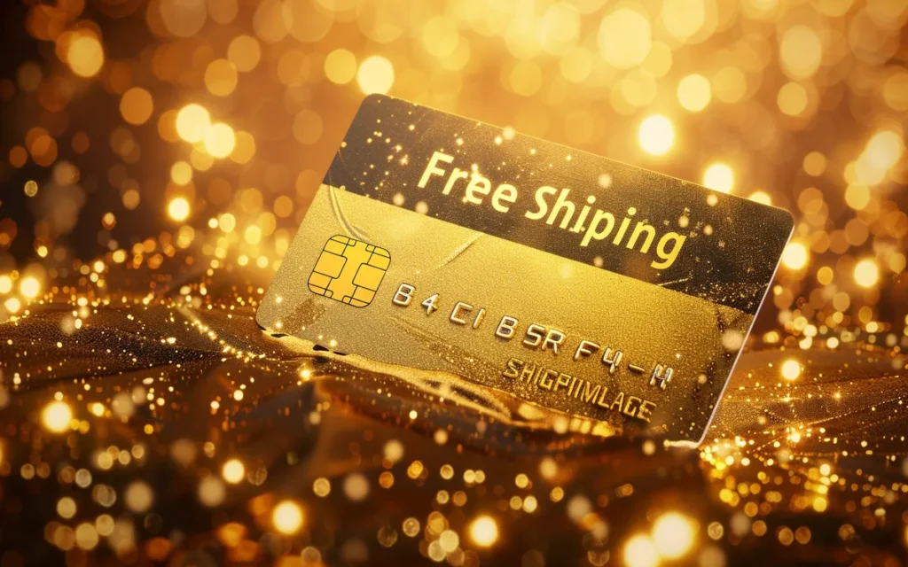 A Kohl's Charge card with a golden glow, emphasizing its benefits for free shipping.