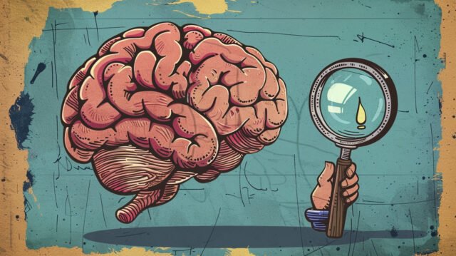 A cartoon brain struggling to see an obvious error, illustrating the concept of the "curse of knowledge."