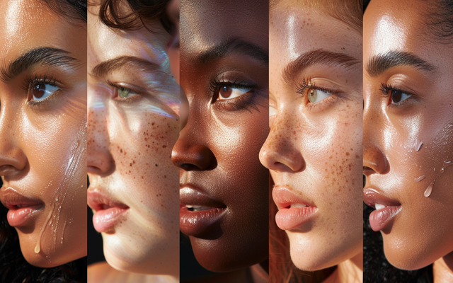 A collage of diverse faces with various skin types, all radiating with healthy, glowing skin