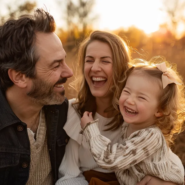 A family laughing during a Lifetouch photo session