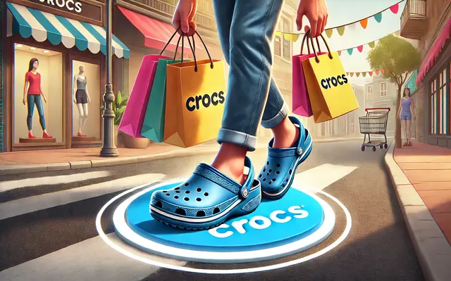 A happy Crocs shopper enjoying their new Crocs