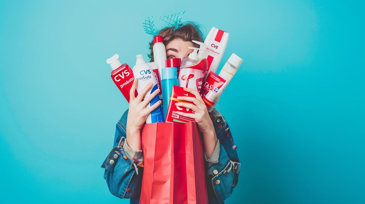 A happy shopper with a CVS haul, showcasing the benefits of using promo codes