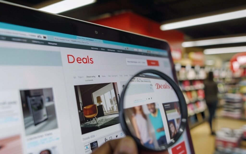 A magnified view of the CVS Photo website's "Deals" section, highlighting the variety of discounts available.