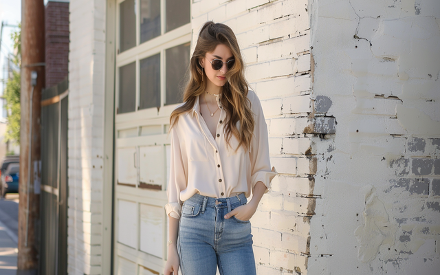 American Eagle blouse paired with jeans for a casual chic look