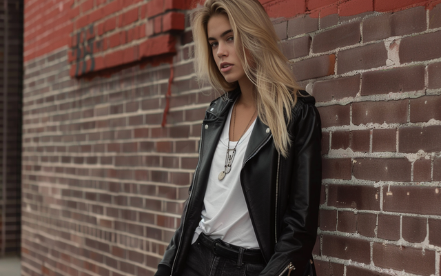 American Eagle moto jacket styled for an edgy look