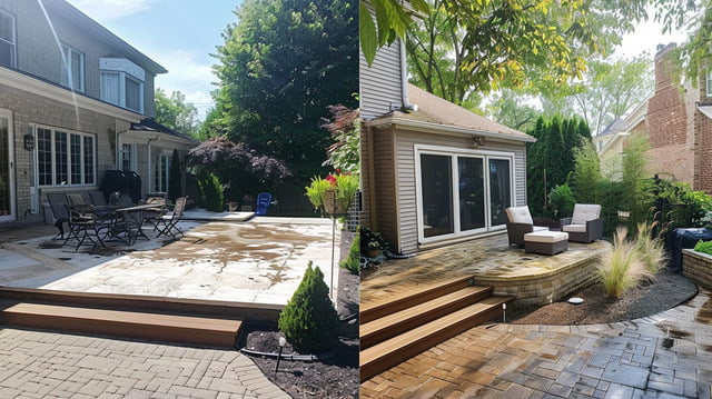 Before and after patio makeover with Home Depot