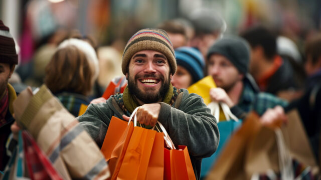 Black Friday shopping champion celebrating victory