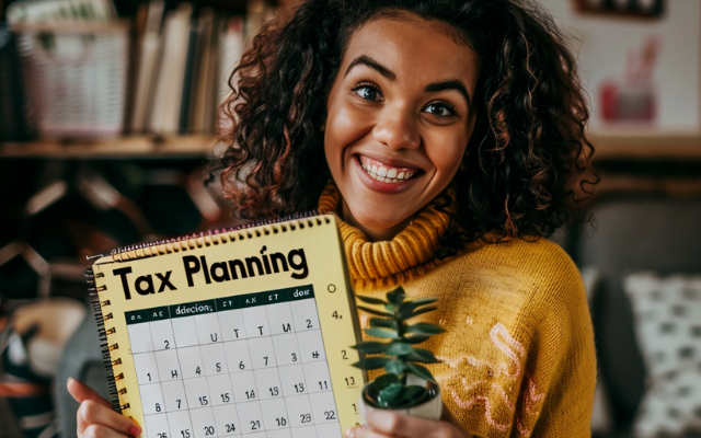 Confident person holding a tax planning calendar and checklist