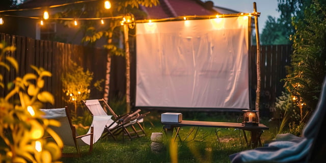 DIY outdoor movie theater with Home Depot products