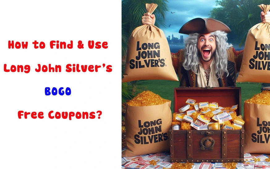 Excited customer holding Long John Silver's BOGO free meal bags