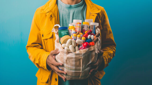 Excited shopper with drugstore deals