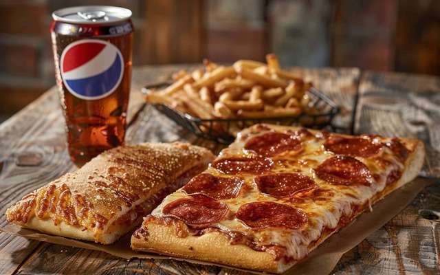 Illustration: Little Caesars Hot Lunch Deals Combo with pizza and Pepsi