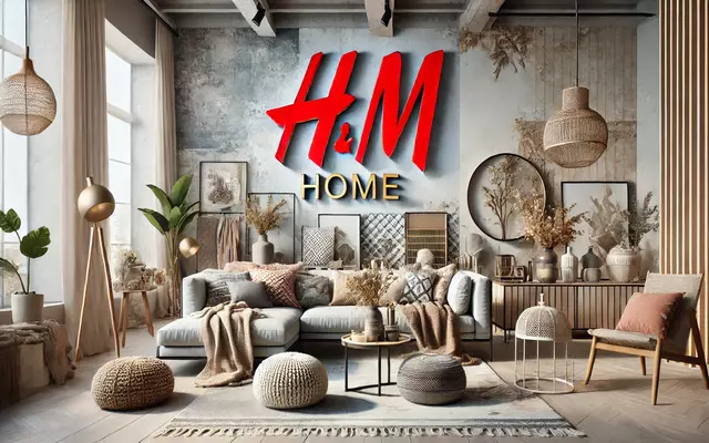 Living room decorated with H&M Home furniture and decor