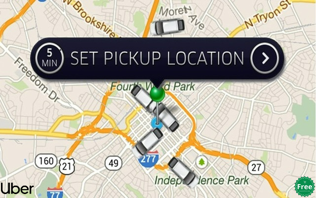 Map showing different locations with Uber service