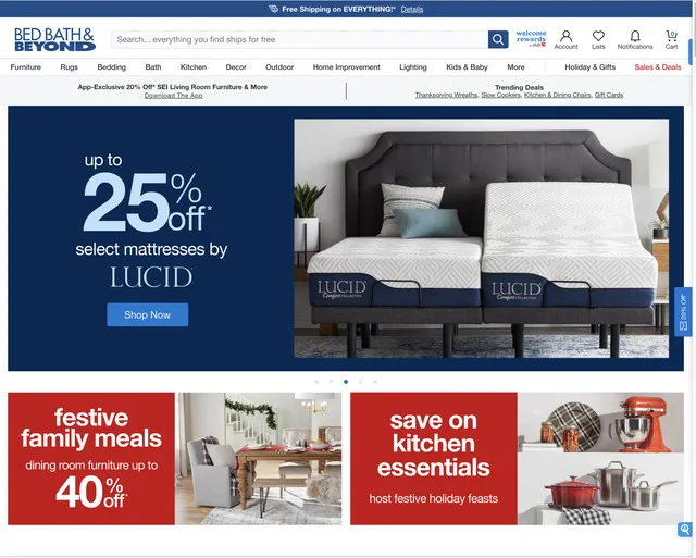 Navigating the Bed Bath & Beyond website or app for deals and promotions