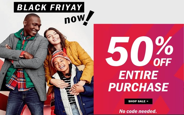 Old Navy website with a prominent banner promoting a sale