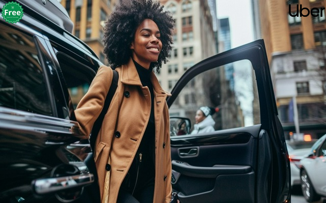 Person exiting an Uber after using a promo code