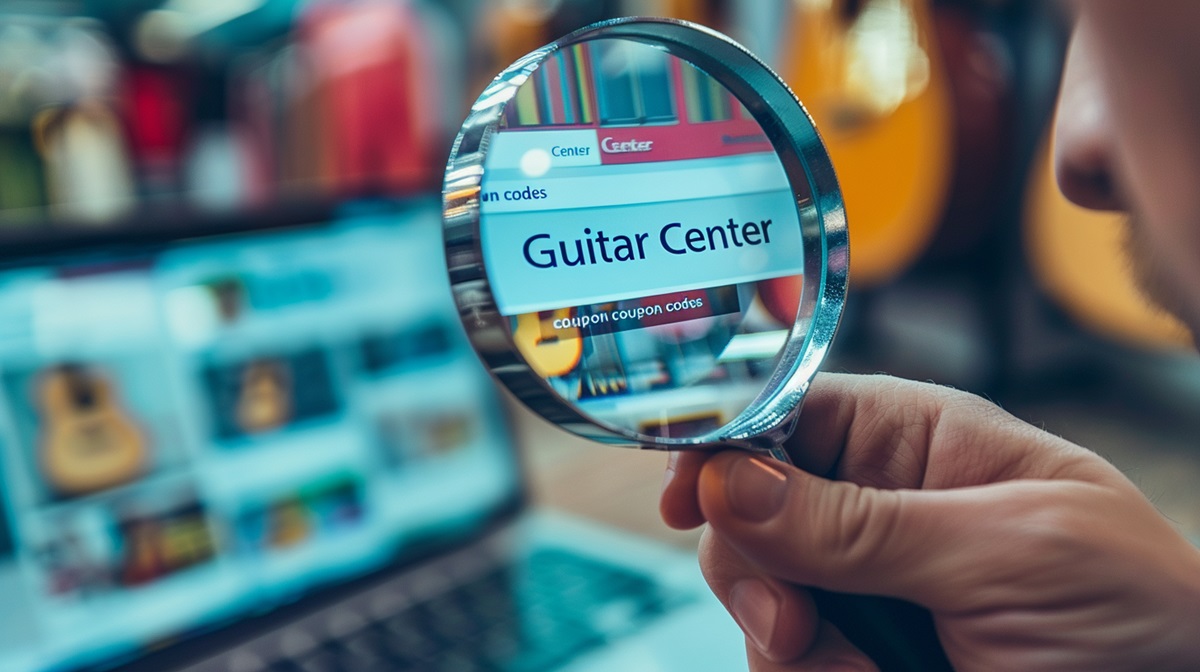 Person-searching-for-the-best-Guitar-Center-coupon-codes