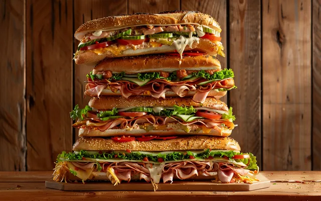 Stack of Jersey Mike's subs showcasing the art of combining deals