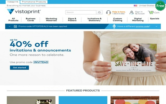 VistaPrint product page showing a sale