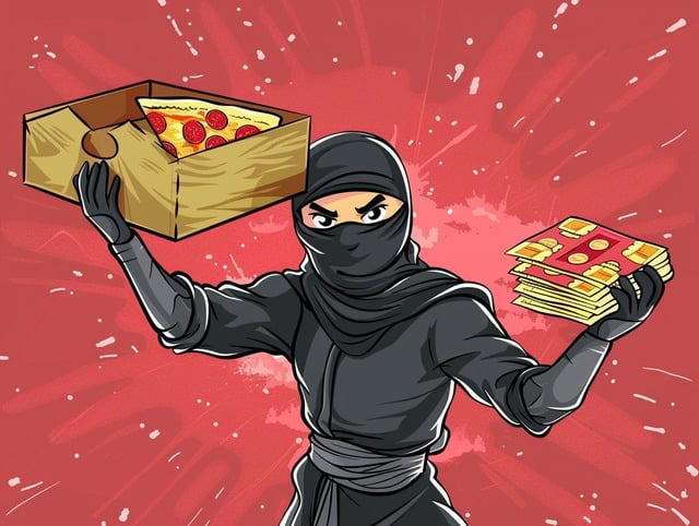 illustration: ninja with pizza and coupon